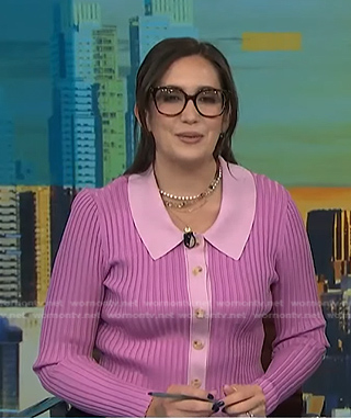 Savannah’s pink ribbed cardigan on NBC News