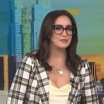 Savannah’s white plaid jacket on NBC News