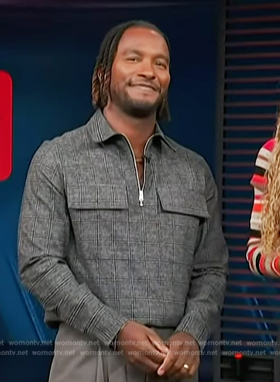 Scott’s gray check half zip shirt on Access Hollywood