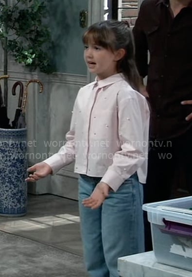 Scout’s pink pearl embellished shirt on General Hospital