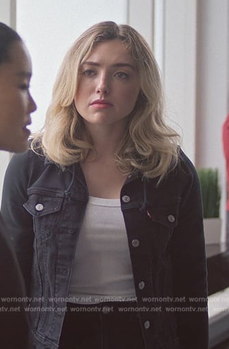 Tory’s black denim jacket on Cobra Kai