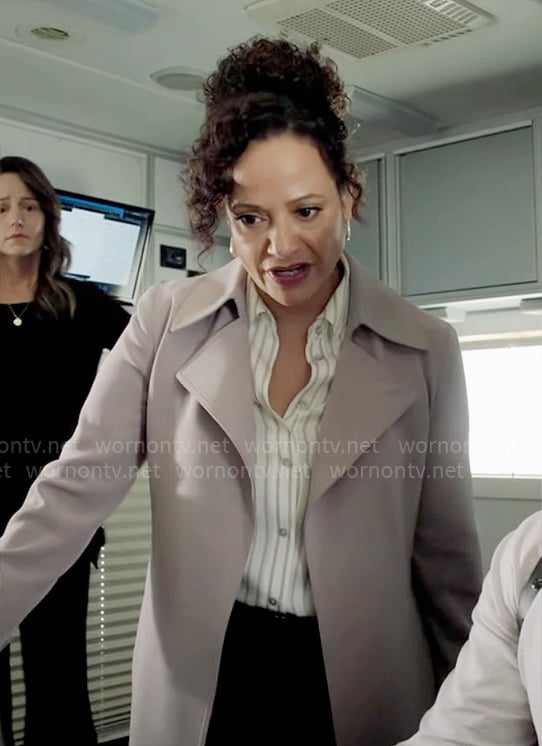 Selena’s grey trench coat on High Potential