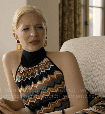 Serena’s chevron striped jumpsuit on Based on a True Story
