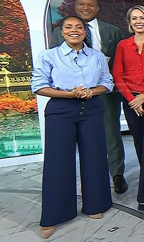 Sheinelle’s navy wide-leg pants on Today