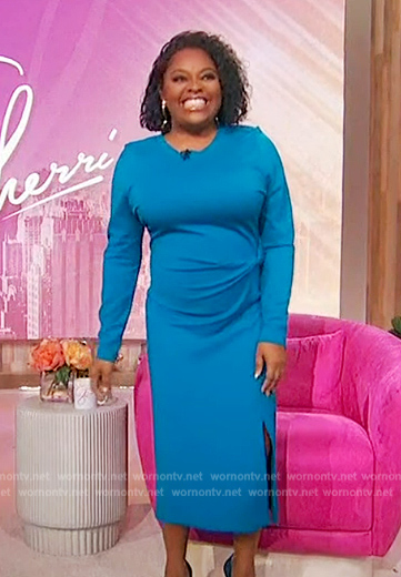 Sherri’s blue gathered dress on Sherri