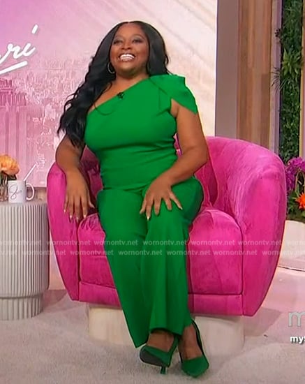 Sherri’s green one shoulder jumpsuit on Sherri