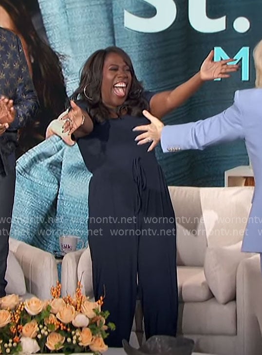 Sheryl’s navy top and pants set on The Talk