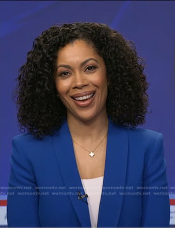 Shirleen’s blue shawl collar blazer on Good Morning America
