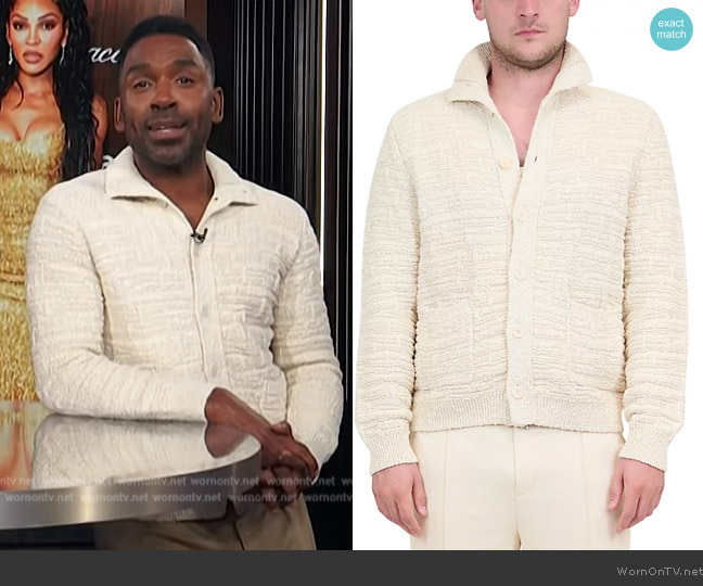 Simkhai David Cotton Jacket worn by Justin Sylvester on E! News