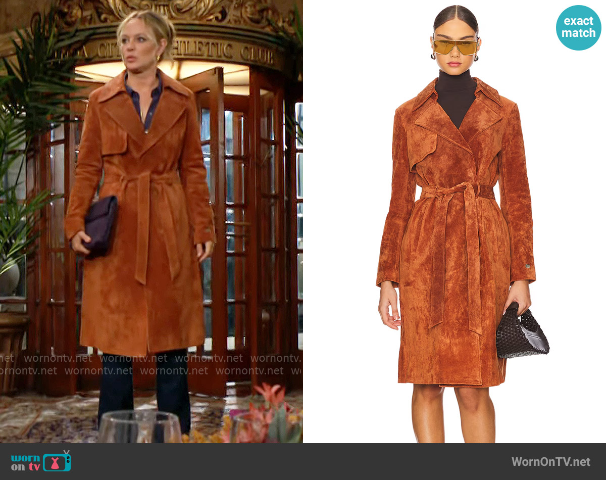 Soia & Kyo Alexis-n Coat in Copper worn by Sharon Newman (Sharon Case) on The Young and the Restless