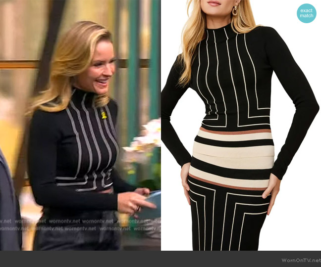 Solid and Striped The Everly Mixed Print Sweater worn by Sara Haines on The View
