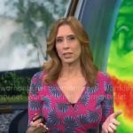 Stephanie Abrams’ pink fan print wrap dress on CBS Mornings