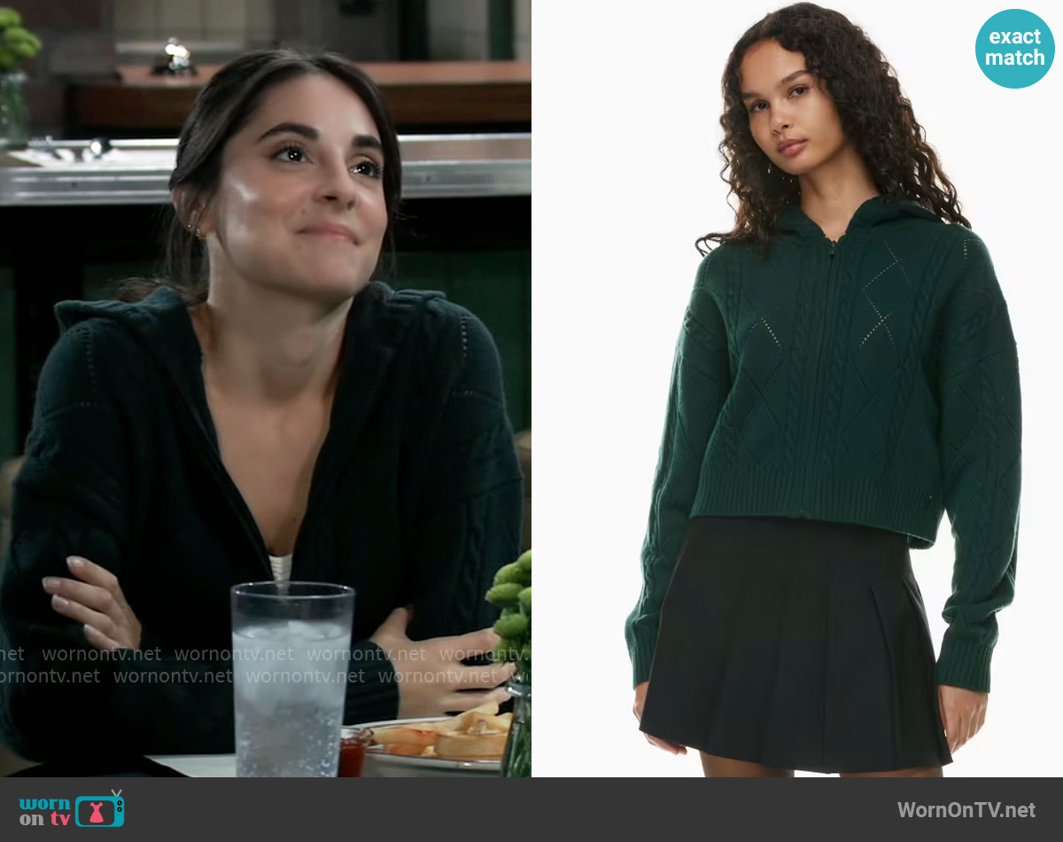 Sunday Best Octavia Zip Hoodie in Scarab worn by Molly Lansing-Davis (Kristen Vaganos) on General Hospital