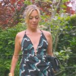 Sutton’s black wavy print maxi dress on The Real Housewives of Beverly Hills