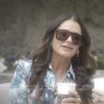 Kyle’s blue butterfly shirt and shield sunglasses on The Real Housewives of Beverly Hills