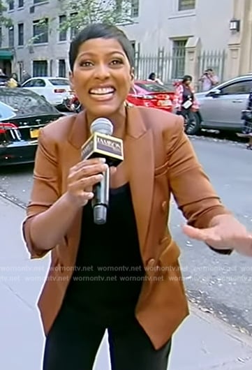 Tamron’s brown double breasted blazer on Tamron Hall Show
