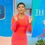 Tamron’s pink red zebra print dress on Tamron Hall Show