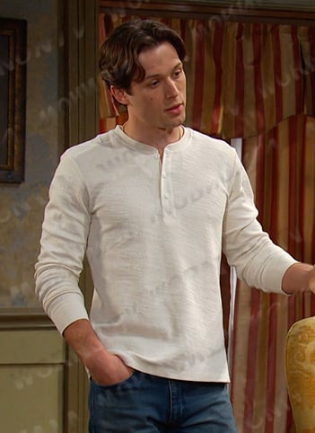 Tate’s white textured henley on Days of our Lives