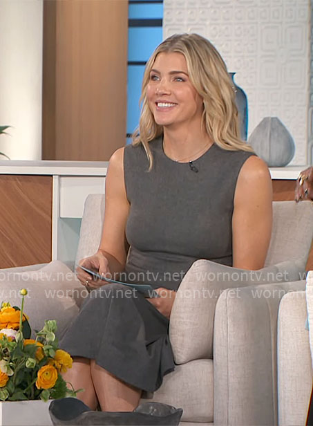 Amanda’s grey sleeveless midi dress on The Talk