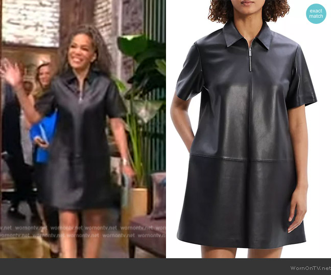 Theory Leather A-Line Knee-Length Shirtdress worn by Sunny Hostin on The View