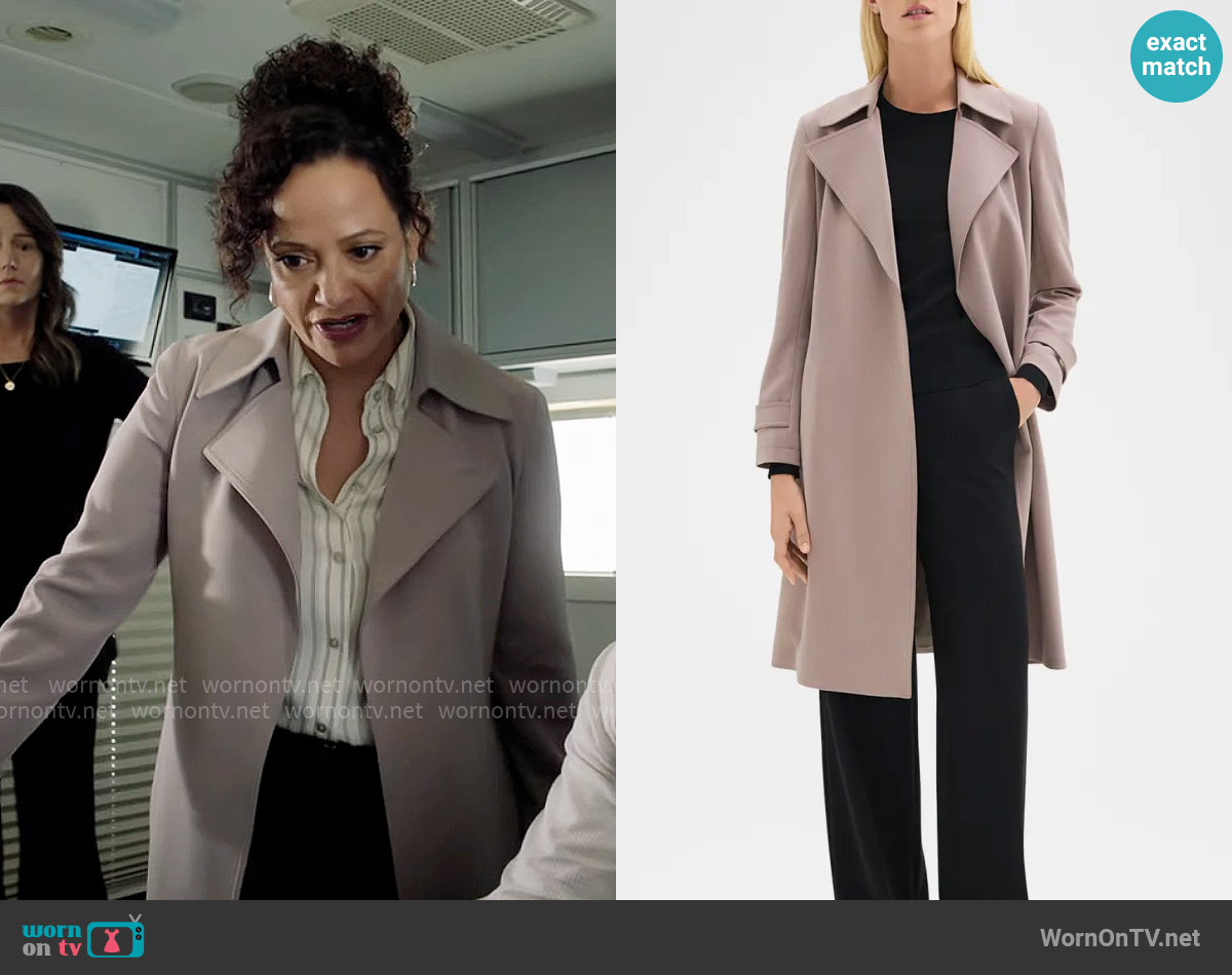Theory Oaklane Trench in Cinder worn by Selena (Judy Reyes) on High Potential
