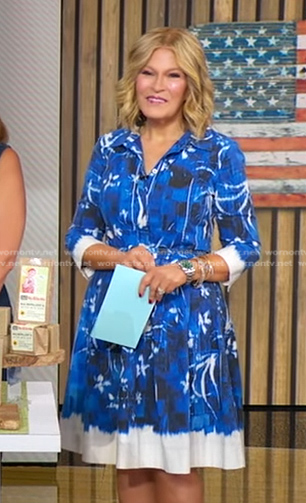 Tory’s blue tie dye dress on Good Morning America