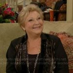 Traci’s velvet kimono jacket on The Young and the Restless
