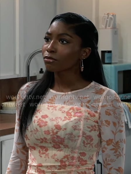 Trina’s floral mesh top on General Hospital
