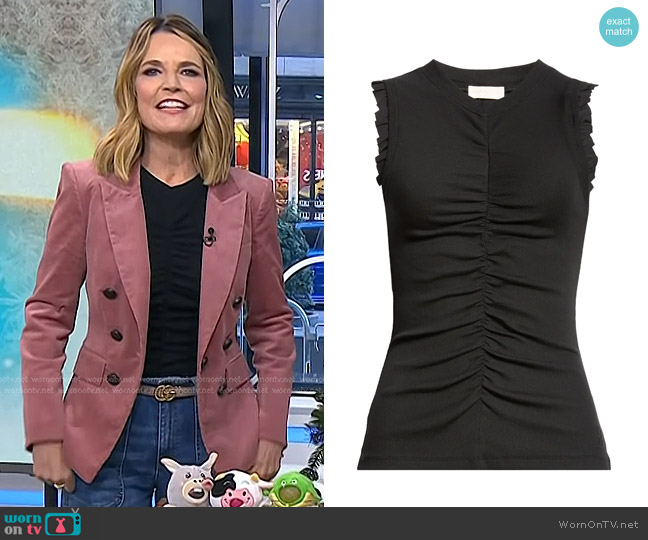 Ulla Johnson Kyla Ruched Sleeveless Cotton Top worn by Savannah Guthrie on Today