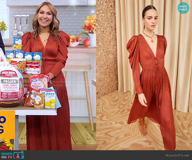 Ulla Johnson Lelou Dress in Tierra worn by Lori Bergamotto on Good Morning America