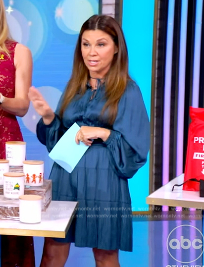 Gretta’s blue satin mini dress on The View