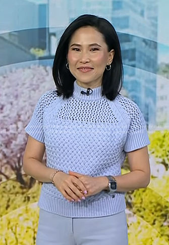 Vicky’s blue open knit sweater on Today