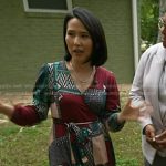 Vicky’s burgundy patchwork wrap dress on Today