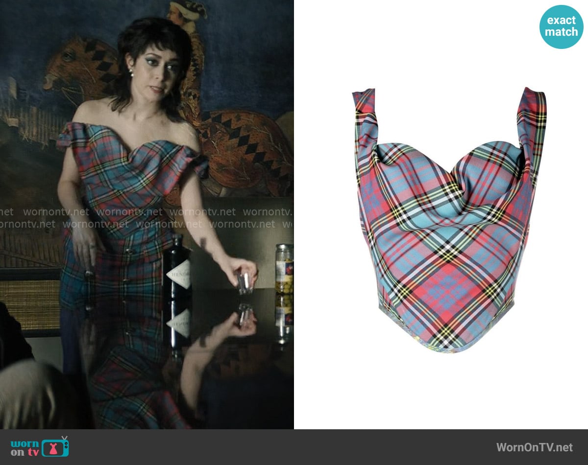 Vivienne Westwood Sunday Tartan Corset Top worn by Sofia Falcone (Cristin Milioti) on The Penguin