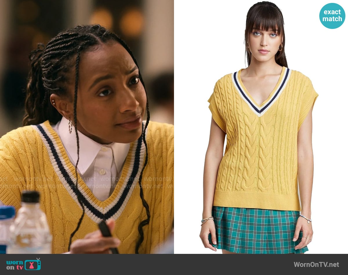 Wild Fable Oversized Sweater Vest worn by Whitney Chase (Alyah Chanelle Scott) on The Sex Lives of College Girls