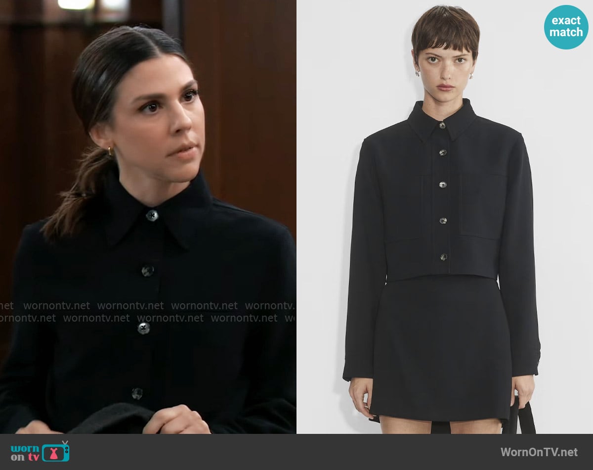 Wilfred Little Cropped Jacket in Black worn by Kristina Corinthos-Davis (Kate Mansi) on General Hospital