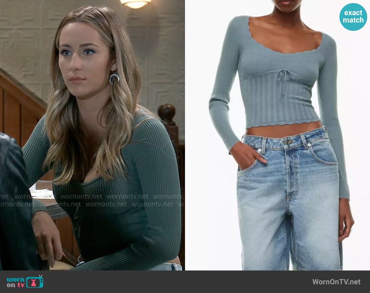 Wilfred Soloist Sweater worn by Josslyn Jacks (Eden McCoy) on General Hospital