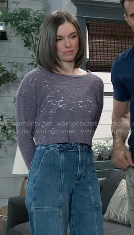 Willow’s purple cropped lace top on General Hospital
