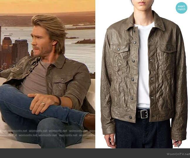 Zadig & Voltaire Base Crinkle Leather Shirt Jacket worn by Chad Michael Murray on The Drew Barrymore Show