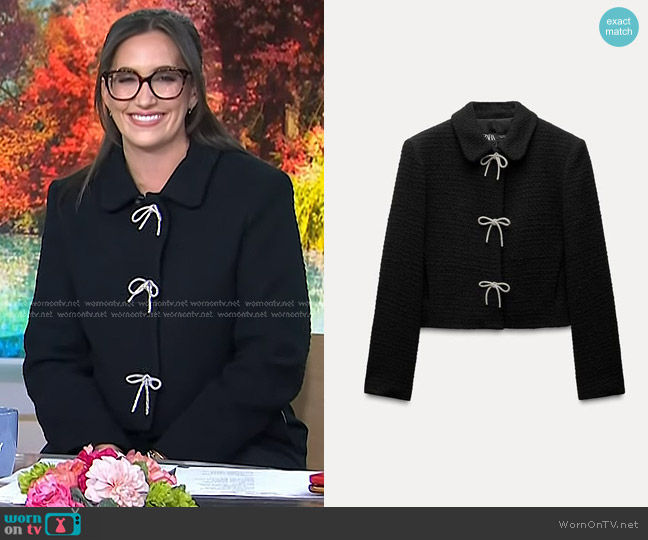 Zara Bow Button Textured Jacket worn by Savannah Sellers on Today