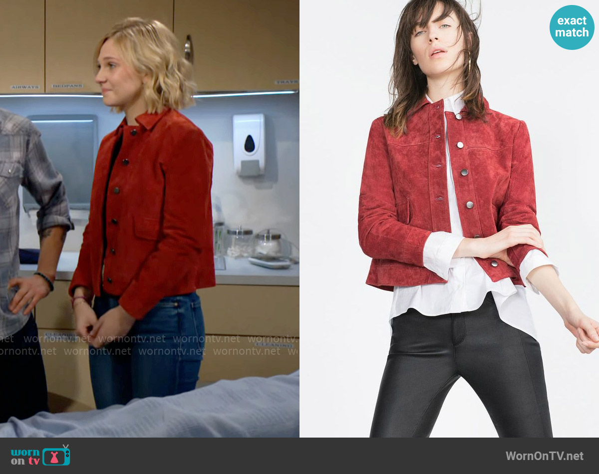 Zara Suede Jacket worn by Summer Newman (Allison Lanier) on The Young and the Restless