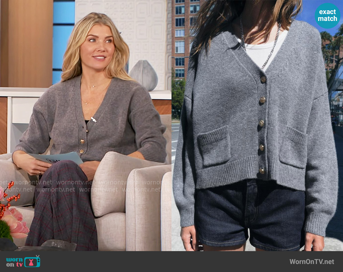 Zara Basic 100% Wool Cardigan worn by Amanda Kloots on The Talk