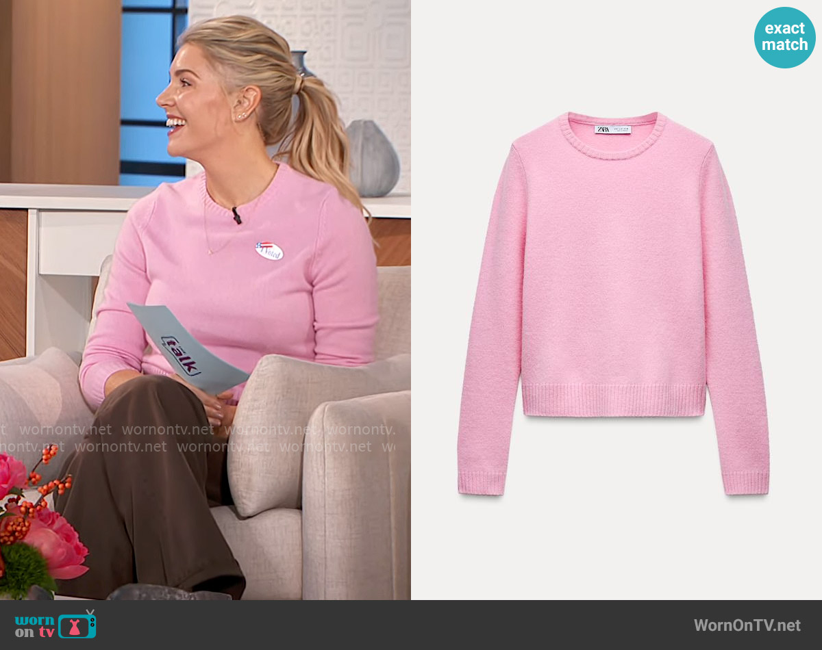 Zara Basic 100% Wool Sweater worn by Amanda Kloots on The Talk