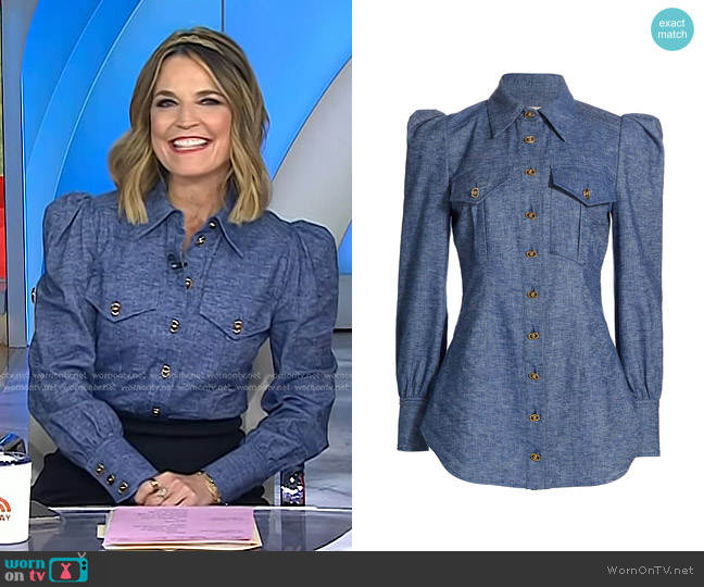 Zimmermann Eden Chambray Long-Sleeve Shirt worn by Savannah Guthrie on Today