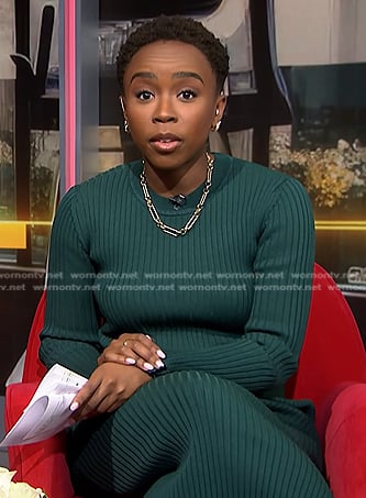 Zinhle’s green ribbed dress on NBC News Daily