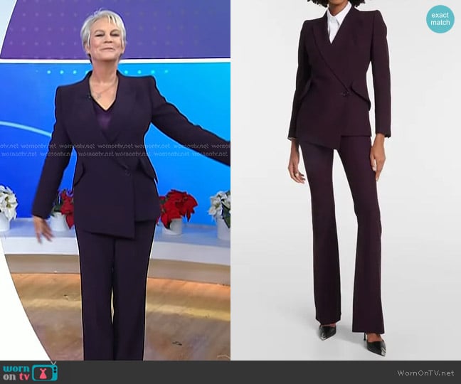 Alexander McQueen Asymmetric Crêpe Blazer worn by Jamie Lee Curtis on Today