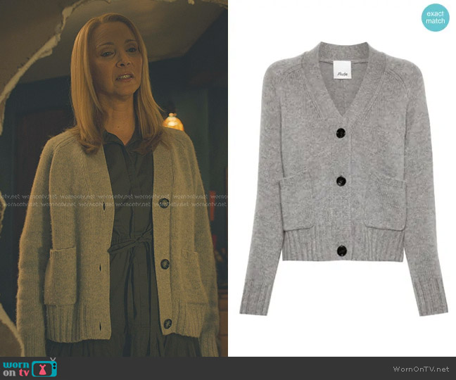 Allude Ribbed-knit cardigan worn by Lydia Morgan (Lisa Kudrow) on No Good Deed