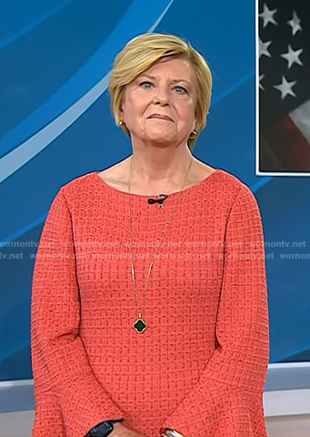 Anne Thompson’s orange waffle bell sleeve dress on Today