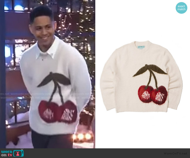 BNY Cherry Mohair Knit Sweater worn by Rhenzy Feliz on The Kelly Clarkson Show