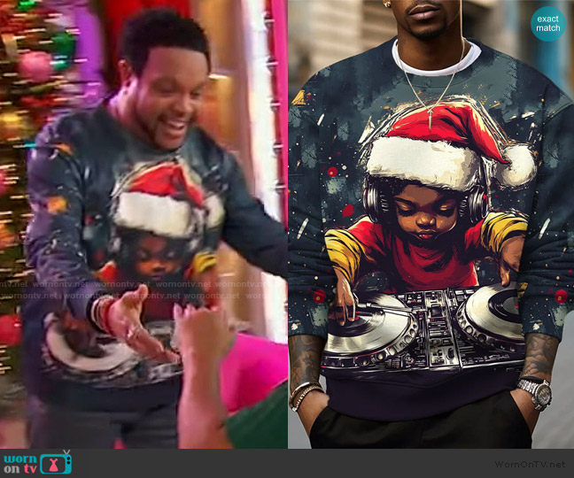 Black DY Christmas Black Kid DJ Art worn by Jawn Murray on Sherri